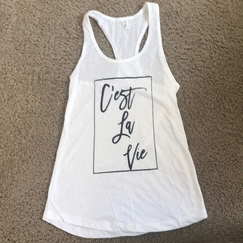 C’est La Vie White Tank Top size small